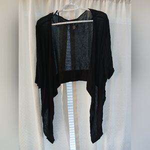 Lane Bryant Black Open-Front Waterfall Or Tie Shrug